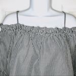 Lily White  Off Shoulder Ruffle Top Grey Stripe M Photo 1