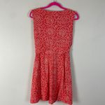 Lands' End  Women's Coral Print Sleeveless Faux Wrap Dress Size M Petite V Neck‎ Photo 5