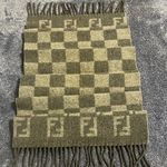 Fendi Checkered Wool Scarf with Fringe Photo 1