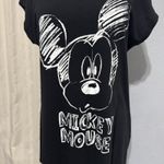 Disney  Black Mickey Mouse Front Scoop Neck Short Sleeve Sleepshirt Dress L-XL Photo 1