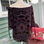 Alice + Olivia  Silk Blend Velvet Burnout Off Shoulder Blouse Top Whimsygoth Photo 3