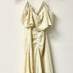 Ganni Gingham Check-Print Ruffled Mini Dress Beige Yellow Women's Size 40 US 8 Photo 3