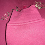 Grandma Chic Button Up Red Sweatshirt‎ with Embroidered Leaves Size PL Size L Photo 3