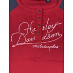 Harley Davidson Women’s Raglan‎ Henley Shirt Size Medium Red Gray Long Sleeve Photo 2