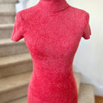 Cache Vintage Y2K  Hot Pink Fleece Short Sleeve Turtleneck Baby Doll Preppy Photo 0