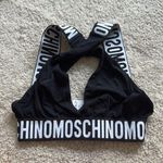 Moschino NWT  logo banded black crossover bralette Photo 0