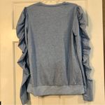 Ruched, Ruffle Long Sleeve Top, Light Blue Size Small Blue Photo 2