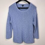 Talbots Pima Cotton Sweater Plus 2X Fisherman Knit Light Blue Round Neck Classic Photo 0