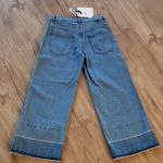 Moncler NWT  Womens Feminine Hipster Edgy Wide Leg Raw Hem Two Tone Jeans Size 42 Photo 2
