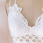 White Lace Double Strap Bralette Size M Photo 0