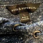 Rock & Republic  Tunic Top Round Hem Long Sleeve Lace Up Neckline Heather Blue L Photo 1