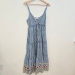 Natural Life  Tiered bohemian Tiered Blue Stripe Dress size Medium Photo 1