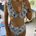 Missguided Misguided Blue Floral High Waisted Bikini Bottoms  Photo 0