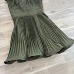 Amur Lorena Strapless Mini Dress Olive Green Pleated Ruffle Women Size 4 Photo 4