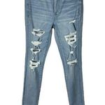 American Eagle  SZ 8 X-Long Super Hi-Rise Jegging Jeans Distressed Stretch Zip Photo 0