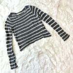 Hollister  Grey and White Striped Cropped Knit Sweater Photo 0