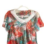 White Stag Women's Tropical Print Blouse with Crochet Neckline - Size Large NWT Photo 2