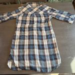 Roxy  Plaid Dress‎ Womens Medium Blue Green 3/4 Sleeve Casual Shirt Dress Photo 8