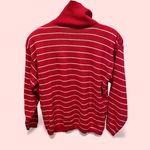 Cute vintage 80’s Chaus striped red white turtleneck sweater wool blend crested Size L Photo 3