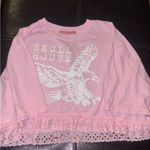 New Skull house Designs Ruffle Tee Pink Size M Photo 3