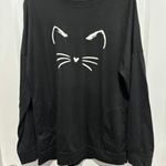 Cat Face Black Sweatshirt with pockets, Sz XL Photo 0