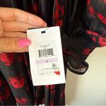 DKNY  Floral Long Sleeve Faux Wrap Dress Black Red Metallic 6 Photo 4