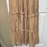 Storia  Spaghetti Straps Floral Brown Dress Ruffles Lined Size Large Photo 3