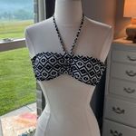 OP Bikini Swimsuit Top Halter Neck Black White Womens Small New Photo 6