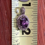 Source Unknown Sterling Silver Amethyst Tear Drop Pendant Marked 925 WM CZ Photo 6