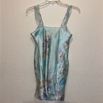 Vintage Lace Slip Dress Pastel Blue Floral Print Photo 3