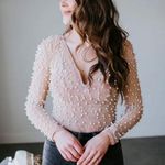 Salt Nude Sheer Pearl Bodysuit Tan Size L Photo 0