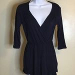 Rolla Coster Women's Shorts Romper Sz. Sm V-Neck 3/4 Sleeve Navy Blue EUC Photo 4