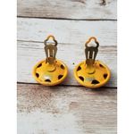 Vintage Clip On Earrings Retro Bright Orange Domed Circle Just Over 0.75" Photo 3