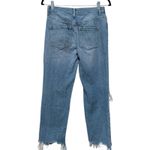 We The Free People Maggie Distressed Mid Rise Button Fly Straight Jeans 25 Blue Photo 1