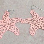 Coral Hued Nautical Filigree Starfish Drop Earring Orange Photo 0