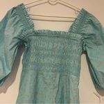 Ganni NWT Shirred Floral Cotton Poplin Mini Blue Cottagecore Farmhouse Sun Dress Photo 3