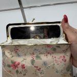 Vintage Floral Kiss Lock Clutch Purse with Mirror Gold Frame Evening bag Pink Photo 4