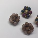 Lot Of 2 Vintage Clipon Costume Earrings Bead Cluster / Beaded 1 Signed Fredrick Photo 2
