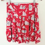 VTG Surya Red Tropical Print Elastic Waist Pull Up Mini Skirt Vacation Vibes M Size M Photo 0