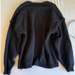 Women sz S Black Oversized Exposed Seam Chunky Knit Sweater Cozy Layer Warm Chic Photo 3
