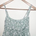 E & M  Juniors Green Floral Babydoll Smocked Back Adjustable Strap Tank Top Photo 2