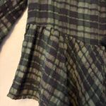 Holding Horses Anthropologie  green plaid tie front ruffle peplum top size medium Photo 9
