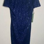 NWT Jackie Jon NY special occasion Navy Lace Glitter Dress Women’s Size 12 Blue Photo 0