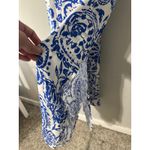 Vince Camuto Women XL Blue White Floral Halter Maxi Dress Tie Back Split Photo 4