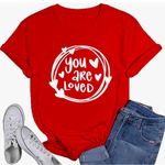 Boutique Red Graphic Tee - You Are Loved size S Valentine’s Day Photo 1