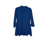 Luii Women's Jacket Textured Geometric Print Big Button Mid Length Blue Medium Photo 6