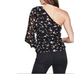 Bardot  Floral Black One-Shoulder Black Sexy Top Ruffled Detail M 8 Photo 2