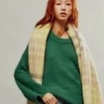 Free People NWOT  Harrison Bunny Crew Sweater Green Fuzzy Eyelash XS Photo 2