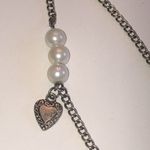 Brass Tone Bronze Tone Faux Pearl Heart Pendant Boho Necklace Photo 1