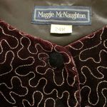 Maggie McNaughton Vintage Velvet Maroon With Gold Embroidery Button Up Blazer, size 24W Photo 3
